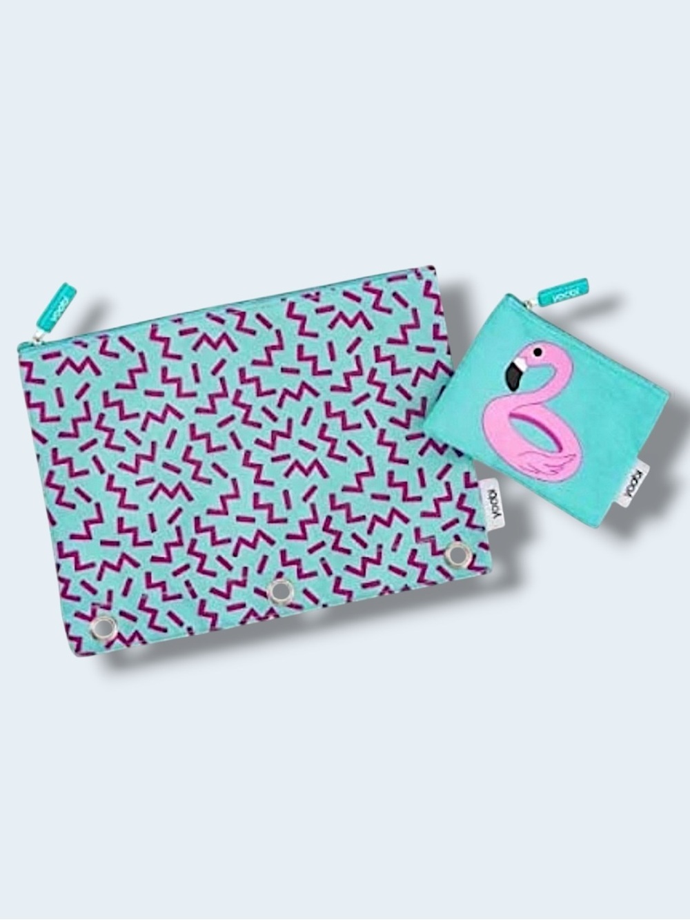 Yoobi Flamingo 2 Piece Teel Pouch Storage Set
